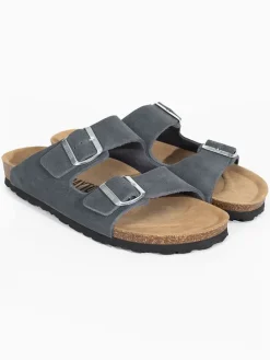 Leren slippers "Atlas" grijs