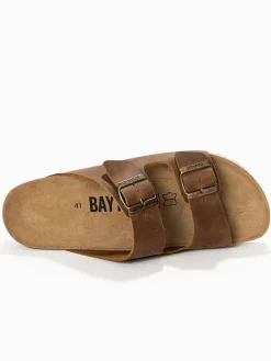 Leren slippers "Atlas" lichtbruin