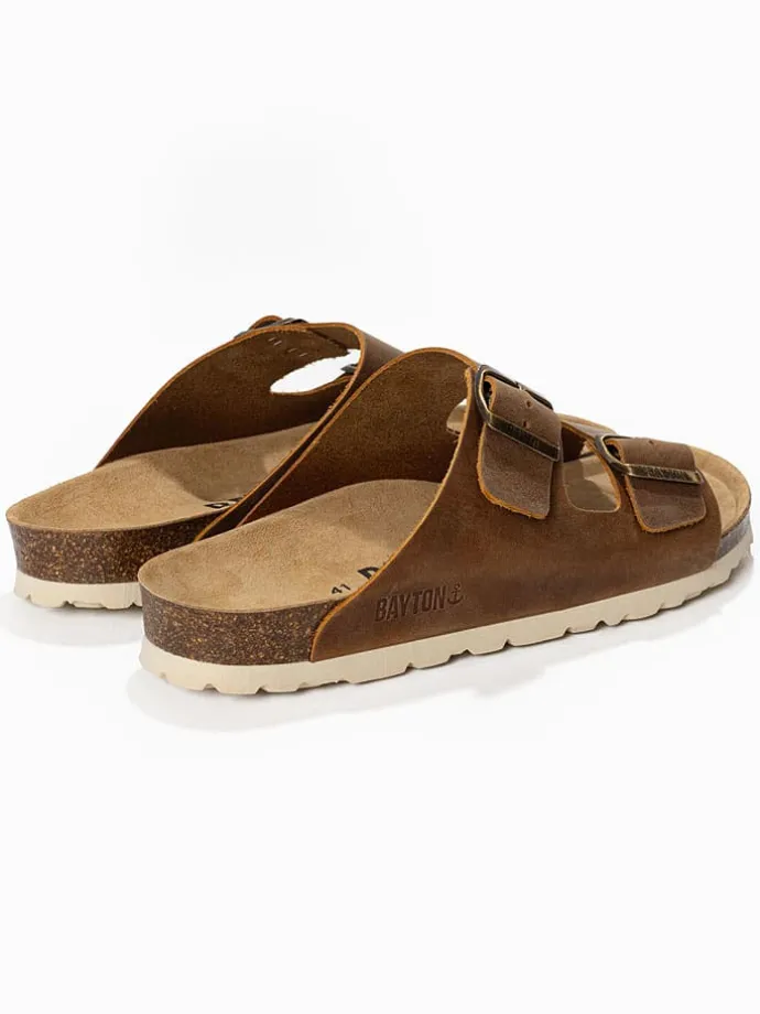 Leren slippers "Atlas" lichtbruin