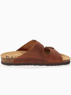 Leren slippers "Atlas" lichtbruin