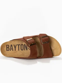 Leren slippers "Atlas" lichtbruin