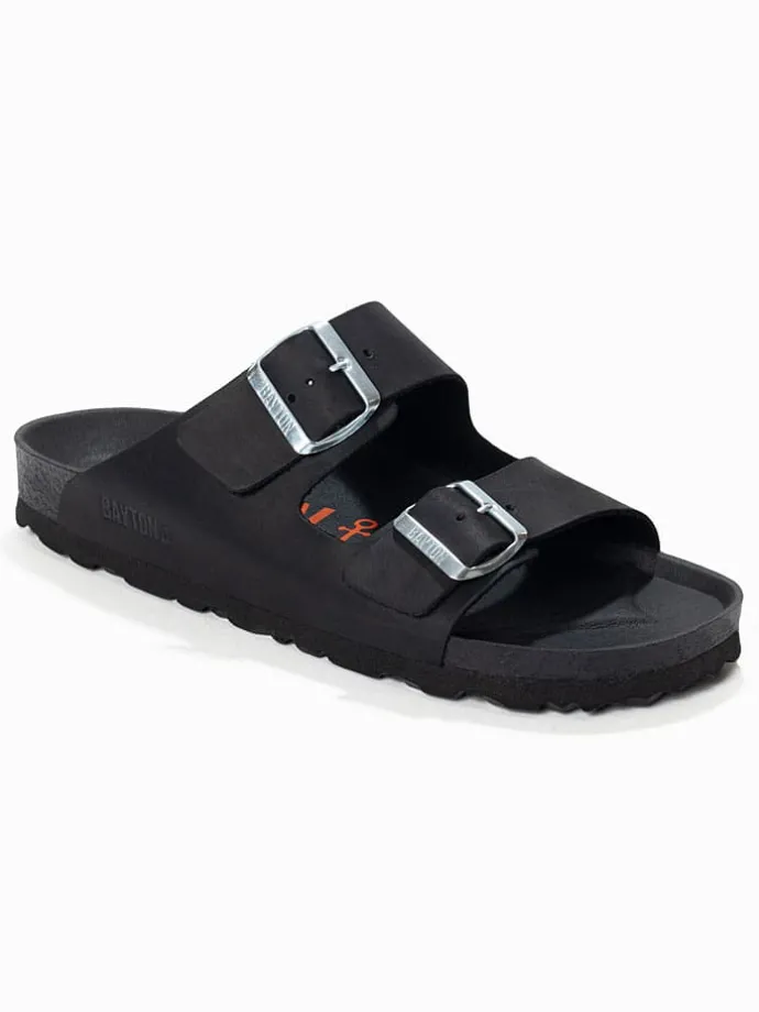 Leren slippers "Atlas" zwart