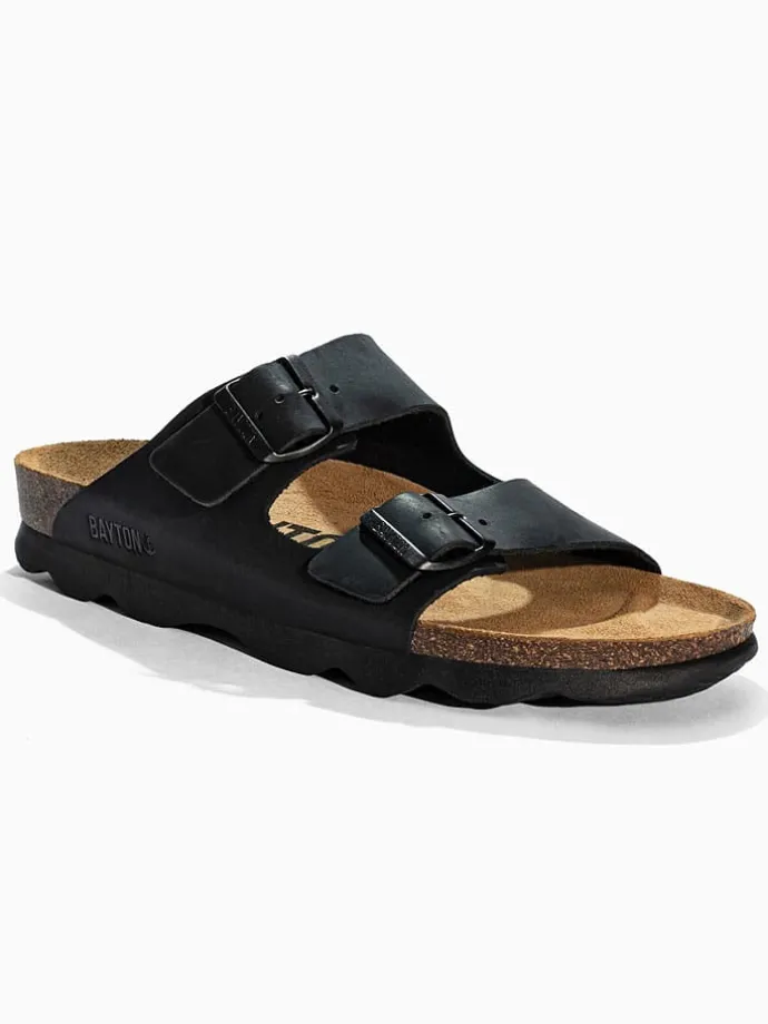 Leren slippers "Atlas" zwart