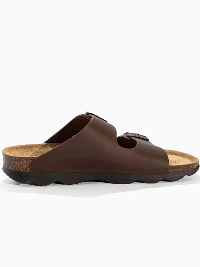 Leren slippers "Bali" bruin