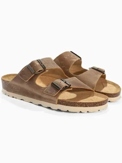Leren slippers "Bali" camel