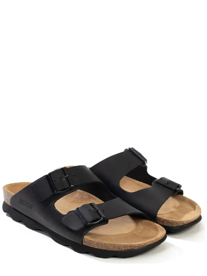 Leren slippers "Bali" zwart