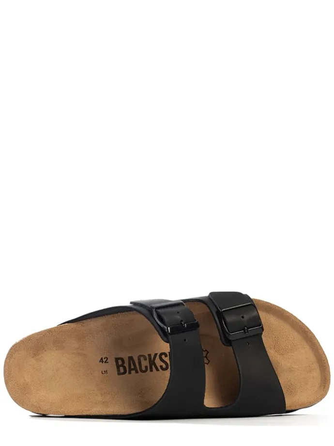 Leren slippers "Bali" zwart