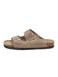 Leren slippers beige