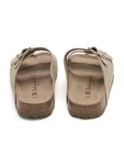 Leren slippers beige