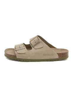 Leren slippers beige