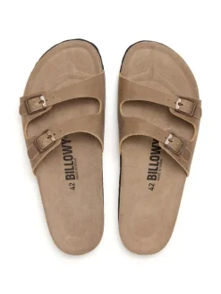 Leren slippers beige