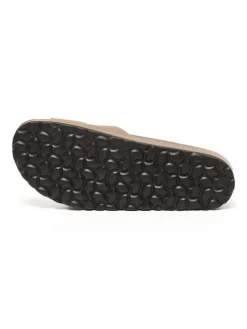 Leren slippers beige