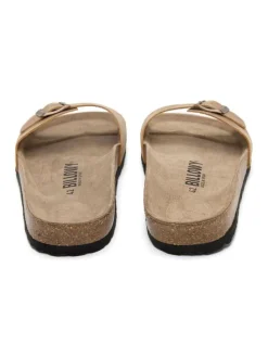 Leren slippers beige