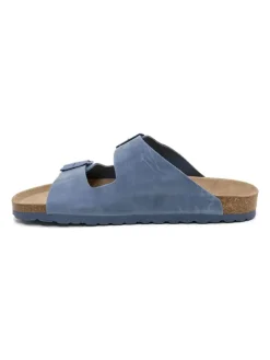 Leren slippers blauw