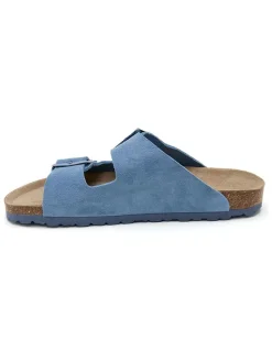 Leren slippers blauw