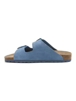 Leren slippers blauw