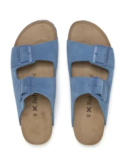 Leren slippers blauw
