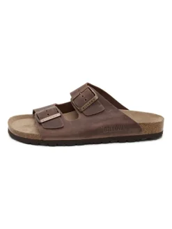 Leren slippers bruin