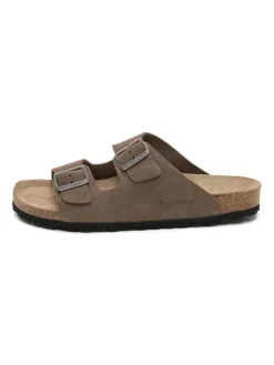 Leren slippers bruin