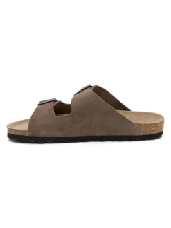 Leren slippers bruin