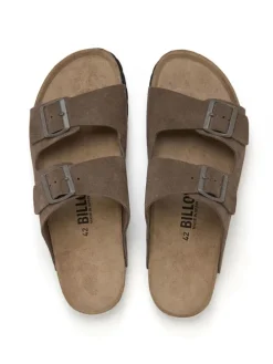 Leren slippers bruin