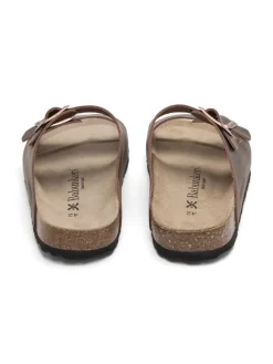 Leren slippers bruin