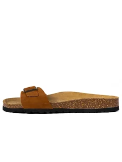 Leren slippers bruin