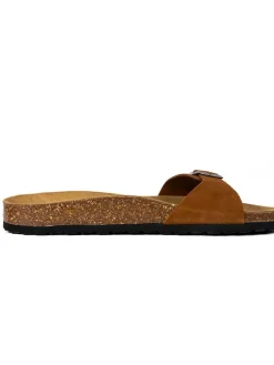 Leren slippers bruin
