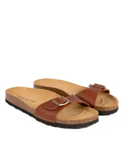 Leren slippers bruin