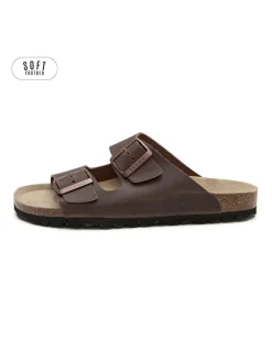 Leren slippers bruin