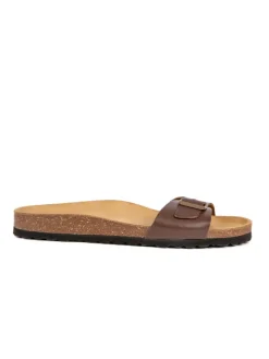 Leren slippers bruin