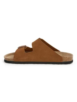 Leren slippers bruin