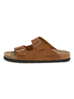 Leren slippers bruin