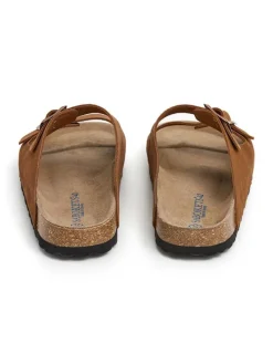 Leren slippers bruin