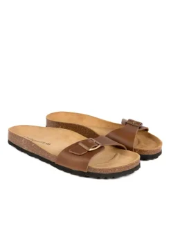 Leren slippers bruin