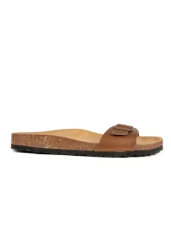 Leren slippers bruin