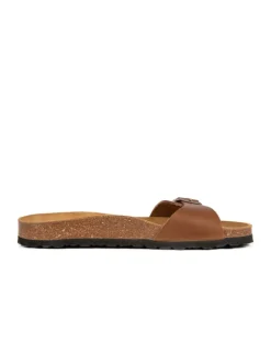 Leren slippers bruin