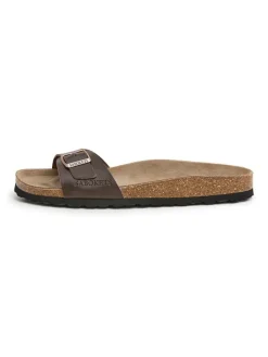 Leren slippers bruin