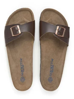 Leren slippers bruin