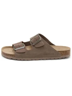 Leren slippers bruin