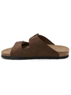 Leren slippers bruin
