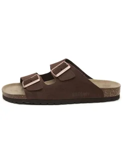 Leren slippers bruin