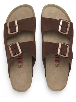 Leren slippers bruin