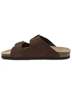 Leren slippers bruin