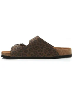 Leren slippers bruin/zwart