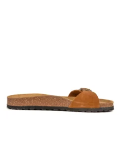 Leren slippers cognackleurig