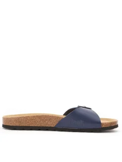 Leren slippers donkerblauw