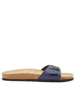 Leren slippers donkerblauw