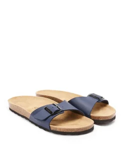 Leren slippers donkerblauw