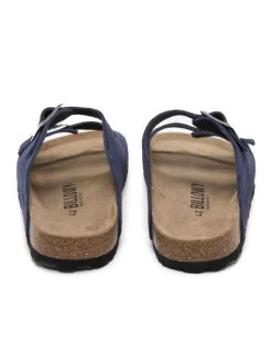 Leren slippers donkerblauw